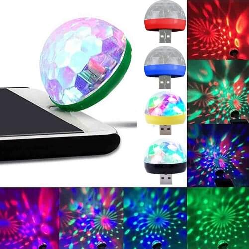 USB Mini LED RGB Disco Stage Light Party DIY Club 4W 4cm Random Color DJ KTV Xmas Crystal Magic Lamp Phone Ball Lamp New Year Go