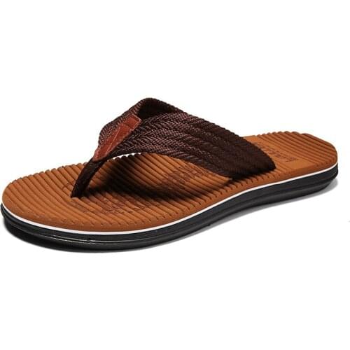 2021 New Arrival Summer Men Flip Flops High Quality Beach Sandals Anti-slip Zapatos Hombre Casual Soft Bottom Beach Shoes Cheap