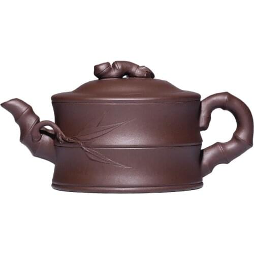 True art yixing are recommended for manual pure handmade bamboo big teapot set period of tea gift set bamboo pot