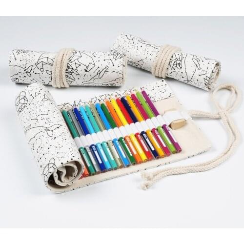 New 36/48/72 Holes Creative Gift Cute Fabric Pencil Case Bag Box Roll Pouch Makeup Cosmetic Brush Pen Storage Supplies Estuches