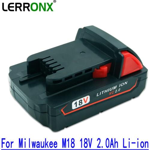 LERRONX NEW 18V 2.0Ah Lithium Replacement battery for Milwaukee M18 Power Tools rechargeable batteries XC C18B Li18 48-11-1822