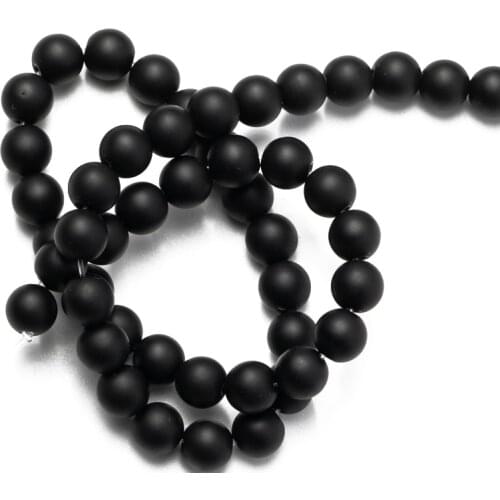 Wholesale Dull Polished Matte Black Agates Beads Onyx Natural Stone Round Loose Beads DIY Bracelet Necklace 4 6 8 10 12 14mm