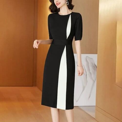 Short Sleeve Split Skirt Dresses Womens Sexy Party Black Dress Elegant 2021 Summer New Large Slim Waist Medium Length Harajuku