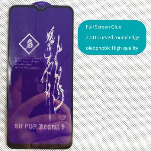Full Screen Glue Tempered Glass For Xiaomi Redmi 9 2.5D Curved oleophobic High quality