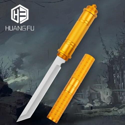 Portable Straight Knife Stainless Steel Fixed Knife Survival Self Defense Knife Tactical, EDC, Rescue Tool for Hunting, Fishing
