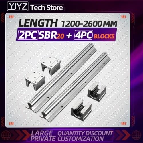 Factory direct sales of high quality four SBR20 sliders + two SBR20 linear guide optical axis (1200~2600mm) multiple options