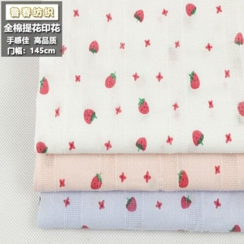 Fruit Strawberry Cute Printed Fabric Grils Dress Jacquard Texture Fabric Apparel Sewing DIY