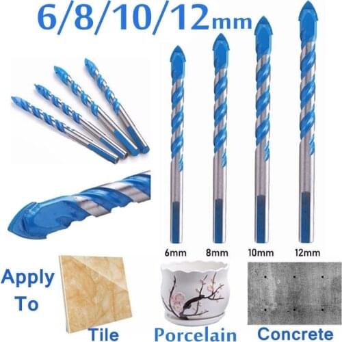 6/8/10/12mm Stainless Steel Twist Drill Bits for Tile Concrete Wall Wood Glass Drilling Tool Fittings