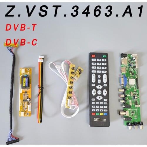 Z.VST.3463.A1 V56 V59 Universal LCD Driver Board Support DVB-T2 TV Board+7 Key Switch+IR+2 Lamp Inverter+LVDS