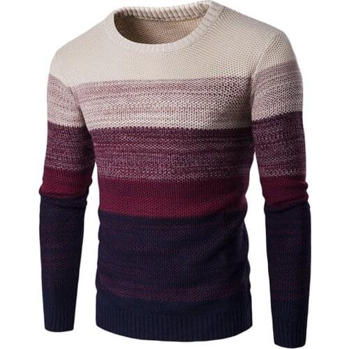 Spring Autumn Mens Sweater Polyester Stripe Pattern Loose Pullovers O-neck Thin Casual Sweaters Outwear Low Price Promotions