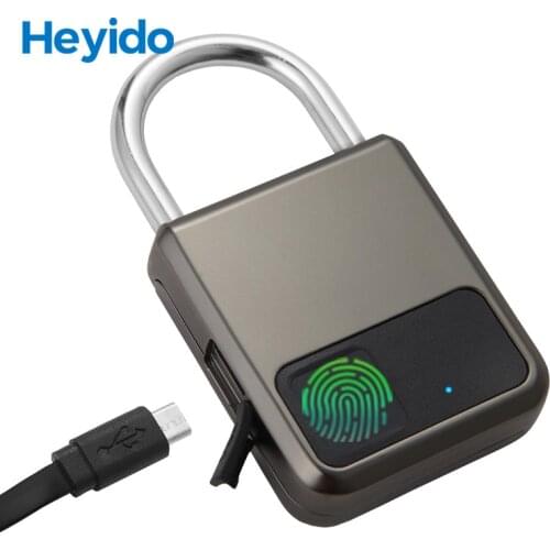 Smart Fingerprint Identification Padlock Lock 20 Groups Fingerprint Storage Electric Anti-Thief Luggage Padlock Lock USB Charger
