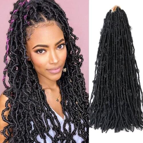 Natifah Butterfly Locs Crochet Hair Extensions Synthetic Faux Locs Curly 24 Inch Crochet Locs Bug Color Fake Curly Braid Hair