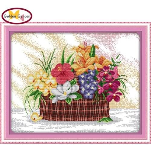 GG Blossoms Scent The Air Flower Style Needlework Embroidery Designs Handcraft Christmas Cross Stitch Sets for Home Decoration
