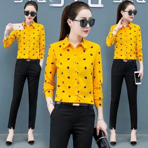 2021 New Plus Size Women 5XL Tops and Blouses Fashion heart Print Casual Long Sleeve Office Lady Work Shirts Female Slim Blusas