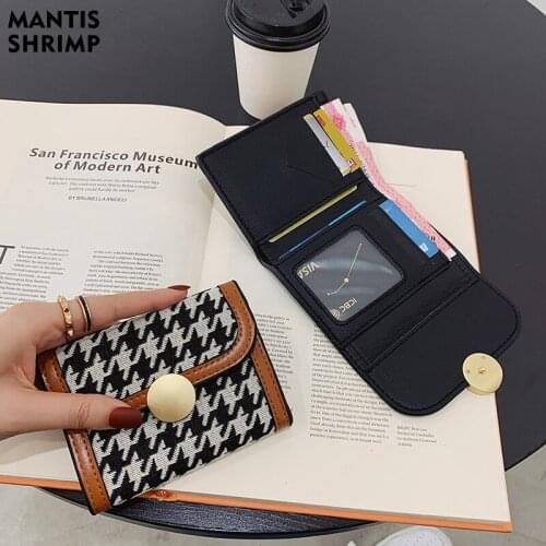 Women Wallets Fashion Purses Nylon Short Purses Money Purses Standard Wallet with Card Holder Photo Holder Houndstooth Wallets