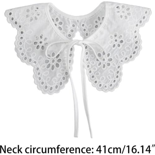 Women Decorative Fake Collar Hollow Out Jacquard Floral Shawl Necklace Capelet