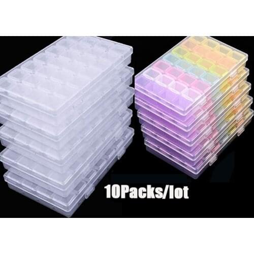 10Pcs/lot 28 Grids DIY Diamond Painting Drill Box Jewelry Box Rhinestone Embroidery Crystal Bead Organizer Storage Container