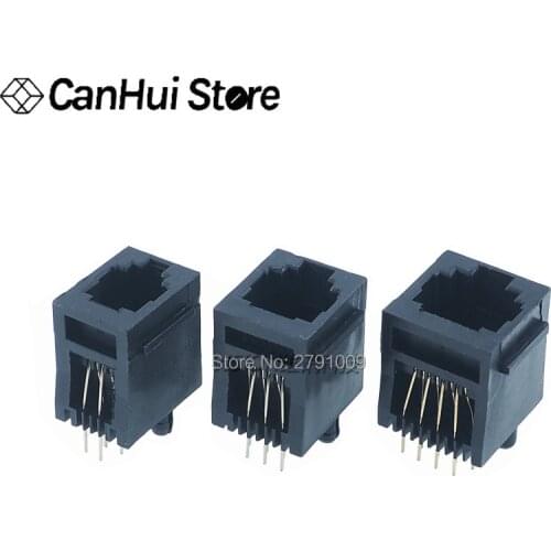 10pcs RJ11 Socket 52-6P6C 4P4C 8P8C Seat RJ12 Phone Jack Female Crystal Head Socke 180 degrees Vertical 6P6C Telephone Connector