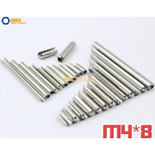 100 Pieces M4 x 8mm 304 Stainless Steel Slotted Spring Tension Pin Sellock Roll Pin