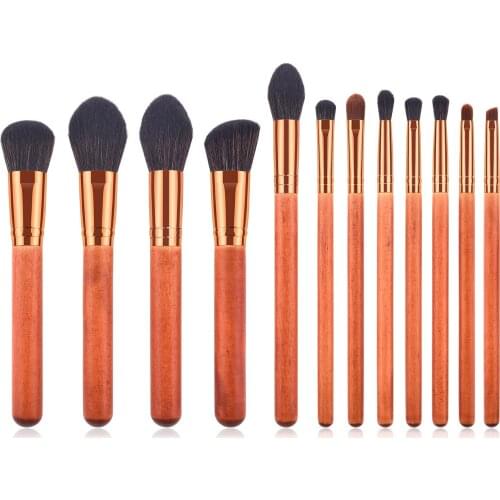 12pcs Natural Wood Makeup Brushes Tool Set Cosmetic Powder Eye Shadow Foundation Blush Blending Beauty Make Up Brush Maquiagem