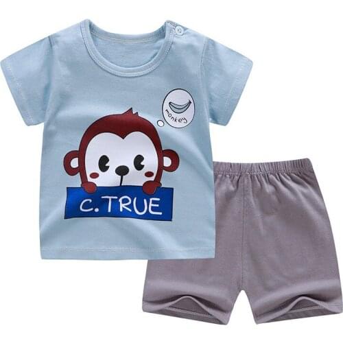 2021 Toddler Boys Clothing Set Girls Outfits Kids Cotton Short O-neck Shorts Pullover Shortstwo-piecesuit Toddler Girl Clothes