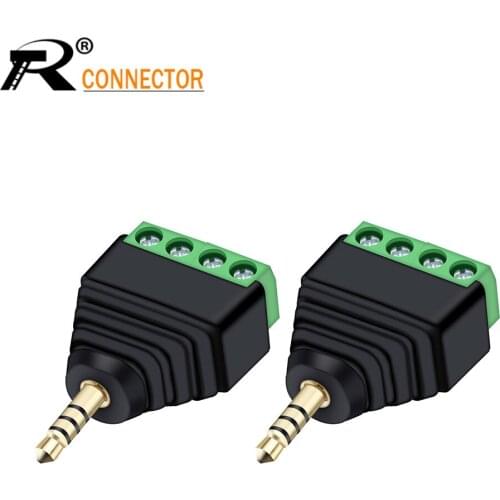 3PCS Video AV Balun 3.5mm 4 Pole Stereo Male to AV Screw Terminal Stereo Jack 3.5 mm male 4 pin Terminal Block Plug connector