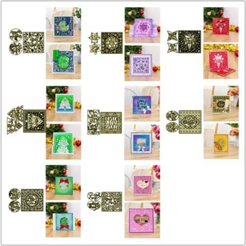 5pcs Interchangeable Cutting Dies Geometry Nesting Frond Frame Happy Birthday Christmas Winter Special Wishes 2020 New