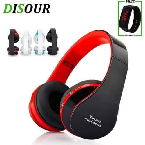 DISOUR Folding Wireless Headphone With Mic Kids Children Bluetooth Earphone Stereo Bass Headsets For PC MP3 iPad All Smart Phone