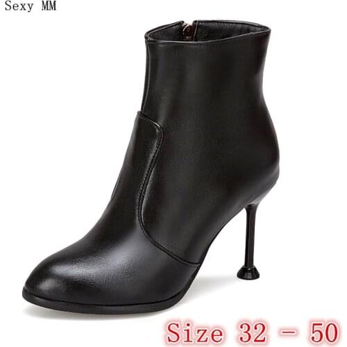 Spring Autumn High Heel Women Ankle Boots Woman Short Boots High Heel Shoes Small Plus Size 32 33 - 50