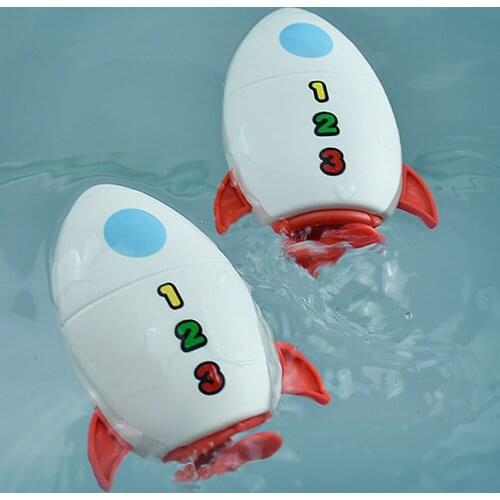 Baby Bath Toy Clockwork Turbo Propelled Rocket Children Water Play Toys Cartoon Clockwork Rocket Bathroom Water Playing Toys