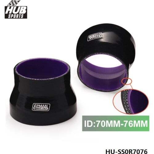 Epman 2.75""-3"" 70mm-76mm BLACK 4 ply Silicone Reducing Hose Silicon Straight Reducer Black For Toyota MR2 SW20 HU-SS0R7076