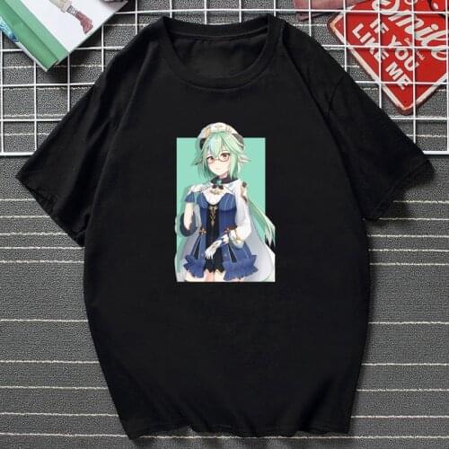 Genshin Impact Tshirt Female Summer Streetwear Vintage Tops Aesthetic Harajuku Camisetas De Mujer Funny Cartoon Graphic Tops Tee