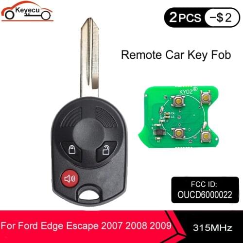 KEYECU Remote Car Key Fob 3 Buttons 315Mhz with 4D63 Chip for Ford Edge Escape 2007 2008 2009 OUCD6000022