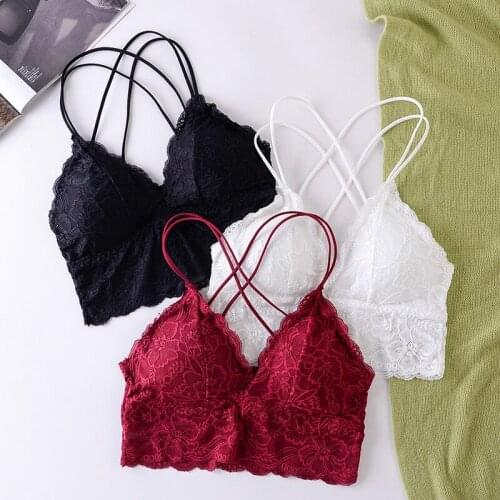 Linbaiway Women Bralette Tops Girls Lace Bra Underwear Lingerie Wireless Underwear Soft Thin Seamless Brassiere Crop Tops