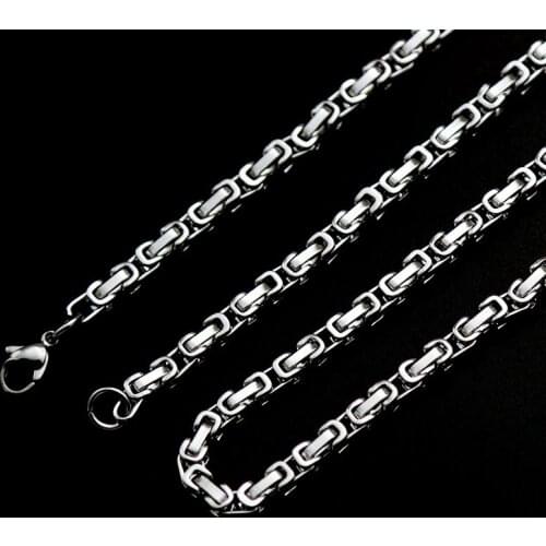 Big Promotions Men Chain Silver Tone 316 Stainless Steel Width 2.5-8mm Byzantine Box Link Necklace for Pendant drop shpping