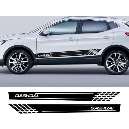 Car side Skirt Sticker Auto Vinyl Wrap Racing Long Stripes Decals Automobiles For Nissan Qashqai j11 j10 Tuning Car Accessories