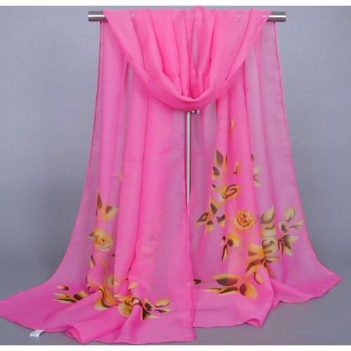 New Chiffon Scarf Women Spring Summer Silk Scarves Women Long Soft Wrap Scarf Ladies Shawl Hijab Beach Towel Ladies Headscarf