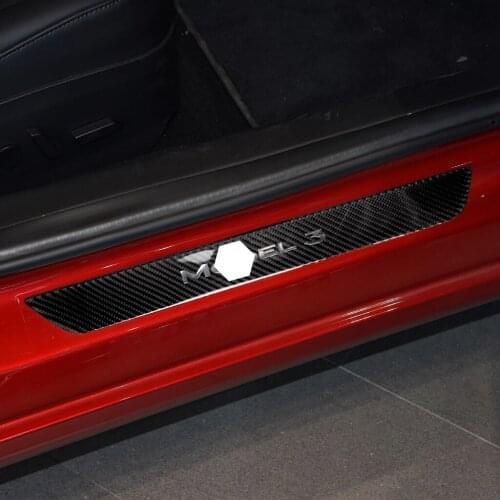 It Is Suitable For Tesla 3 The Carbon Fiber Door Entry Strip (back Door) 2-piece Set Model-3