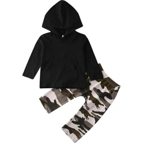 Casual Boy Clothes Toddler Baby Boy Hoodie Top T-Shirt+ Camouflage Pants 2pcs Cotton Clothes Tracksuit Size 1-4Y
