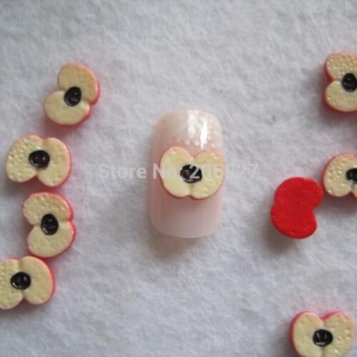 RC185-4 30pcs Cute Apple Shape Nail Resin Decoration Outlooking