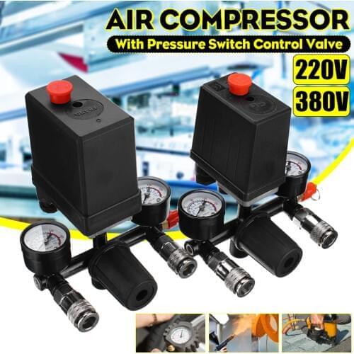 Drillpro 240V/380V AC Regulator Duty Air Compressor Pump Pressure Control Switch Air Pump Control Valve 7.25-125 PSI with Gauge