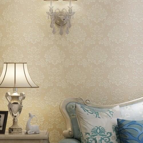 Luxury Modern Metallic 3D Damask Vinyl Wallpaper Wall Paper Bedroom Living Room Wallpapers Roll Beige,CreamRed,Brown