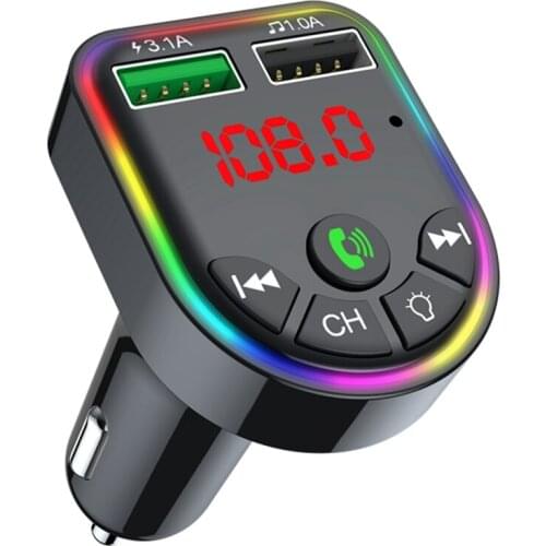 Seven Color LED Car Bluetooth MP3 Player, Double USB3.1A Mini Fast Charging Car MP3 Player