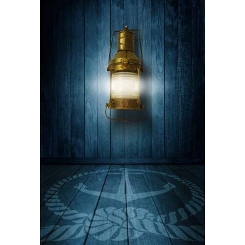 Blue Wooden Floor Photography Backdrops Lantern Anchor Pattern 3D Backgrounds for Photo Studio Portrait Photo Shoot Customized