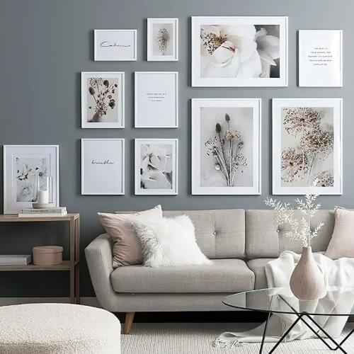 Nordic Home Decor Wall Posters Pampas Grass Canvas Painting Interior Decor White Flower Wall Art Prints Frameless Home Decor