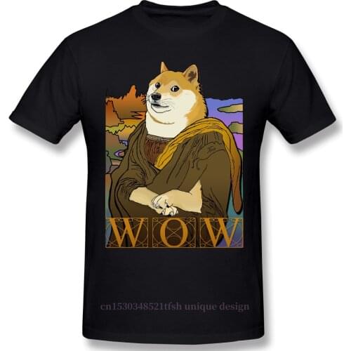 Funny Stocks Dogecoin K-line Bitcoin 2021 New Arrival T-Shirt Mona Doge Unique Crewneck Cotton for Men