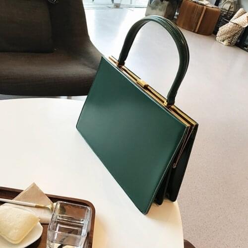 Vintage Big Clip Women Handbags Designer Casual Female Large Capacity Tote Luxury Pu Leather Handbag Ladies Fashion Purses 2021