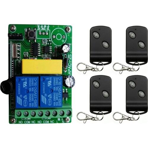 433Mhz Universal Wireless Remote Control Switch AC 220V 2CH Relay Receiver Module and RF 433 Mhz Remote Controls