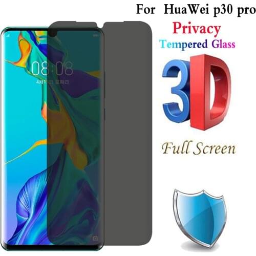 9H 3D Curved Privacy Tempered Glass For HuaWei P30 PRO Anti-Spy Screen Protector For Mate20 Pro Anti Glare Protective Film