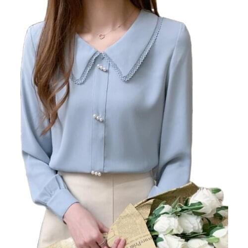 Women Spring Summer Style Blouses Shirts Lady Casual Long Sleeve Turn-down Collar Blusas Tops DD9167